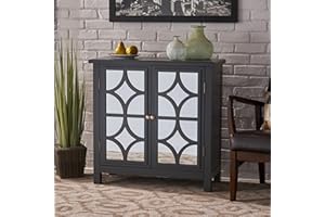 Storage Cabinet with 2 Doors, Contemporary Display Storage Cabinet with Adjustable Shelves, Modern Mirrored Wardrobe for Livi