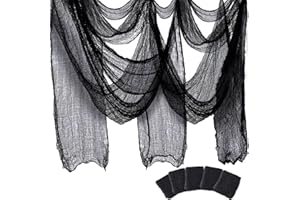 Heyzeibo Halloween Creepy Cloth 5 PCS 30×72 Inch Black Creepy Scary Halloween Decorations, Outdoor Hanging Scary Gauze Spooky Cloth for Haunted House Party Walls Doorway Entryways