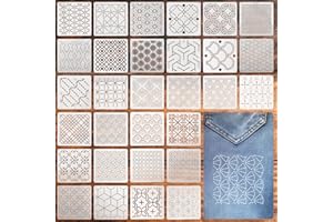CIATBYYJ 30Pcs Sashiko Stencil Quilting Stencils Wash Away for Crafts, Embroidery Stencils Geometric Line Stencil Kit, Quilting Templates for Sewing Hand Quilt Crafting Clothes