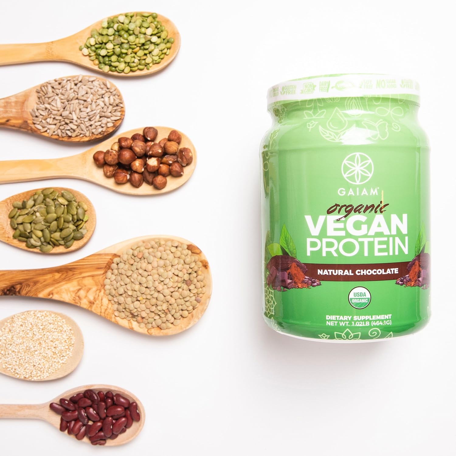 GAIAM Organic Vegan Pea Protein Isolate Powder (USDA Organic, Zero