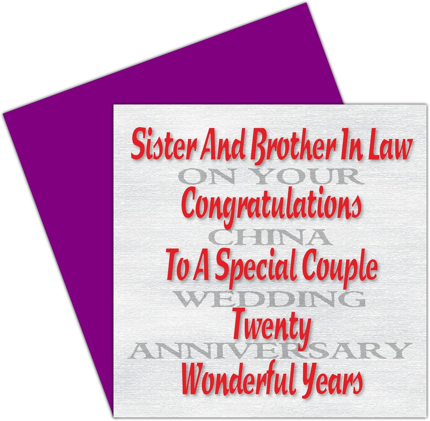 Sister & Brother in Law 20th Wedding Anniversary Card China Anniversary 20 Years Amazon.co