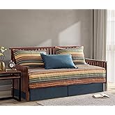 Chezmoi Collection Avery 5-Piece Multi-Color Striped 100% Washed Cotton Quilt Set, Daybed Size
