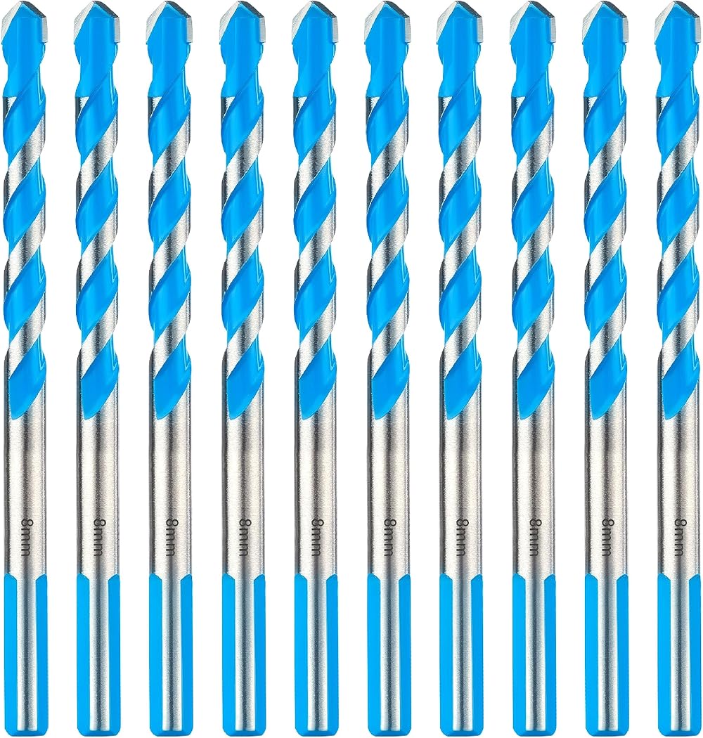 toolant 8mm Concrete Drill Bit Set 10pcs Masonry Carbide Tip Shockproof