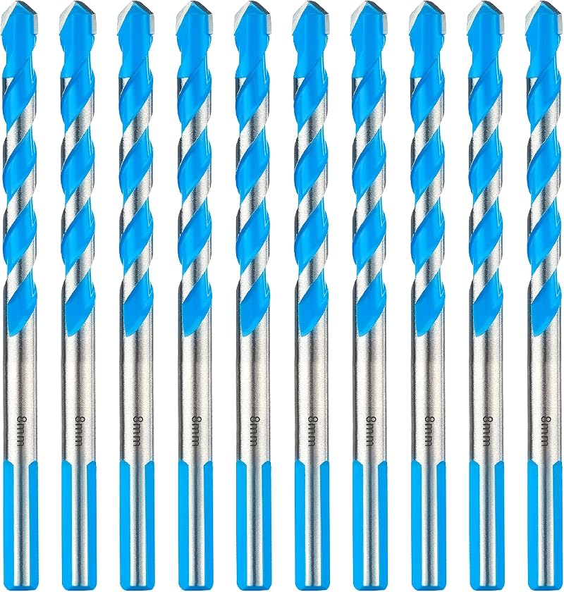 toolant 8mm Concrete Drill Bit Set 10pcs Masonry Carbide Tip Shockproof