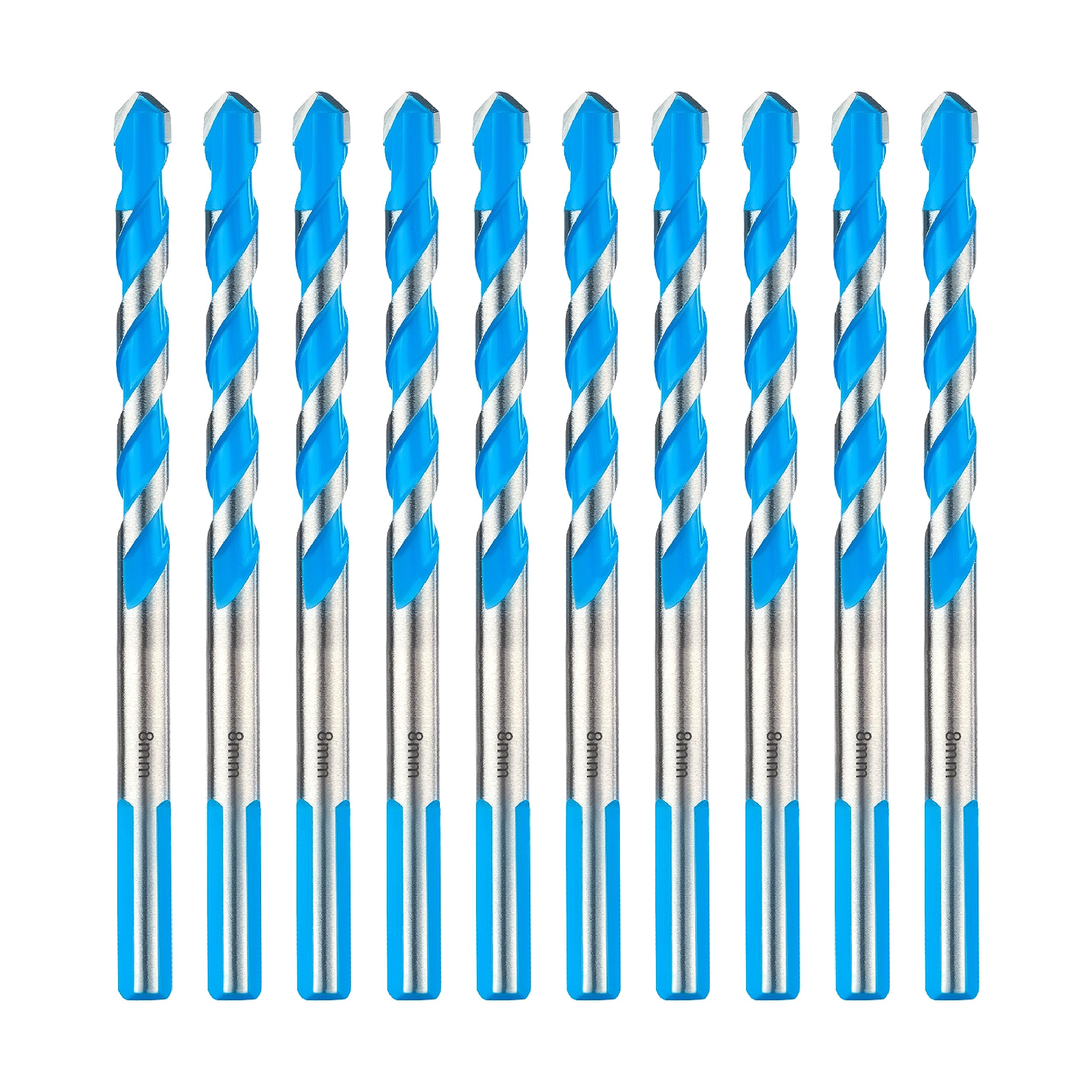 toolant 8mm Concrete Drill Bit Set & Masonry Set, Shockproof Hammer Concrete/Glass/Brick/Plastic/Cet/Tile, Industrial Strength Carbide Tip, 10pcs — image 1