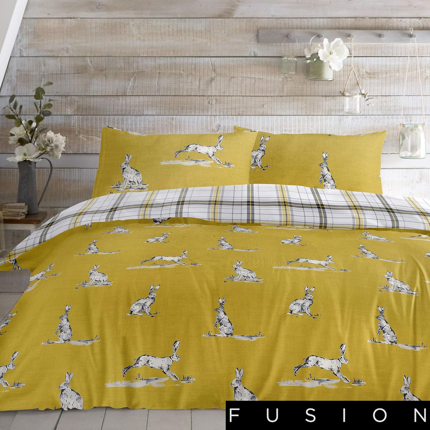 Fusion Hare Easy Care Duvet Cover Set SuperKing Bed Size in