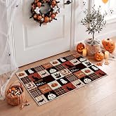 Artoid Mode Patchwork Ghost Bat Skull Check Halloween Area Rug 2x3 Feet | Pumpkin Crow Spooky Washable Area Rugs for Entryway Bedroom Living Room Laundry Room Indoor
