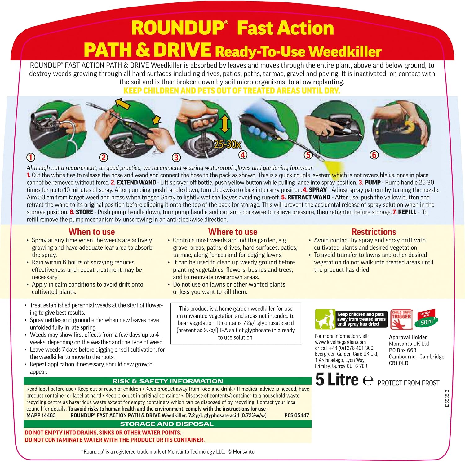 Roundup 100117 Path Weedkiller, Ready to Use, Refill for Pressure Sprayer, 5 Litre - Image 5