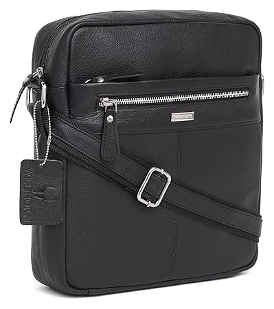 WildHorn Urban Edge 100% Genuine Leather Sling Messenger Bag (Black NDM) Dimension: L- 10inch H- 11inch W- 3inch