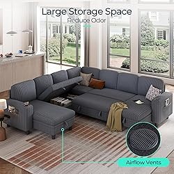 LINSY HOME Sectional Sleeper Sofa with Pull Out