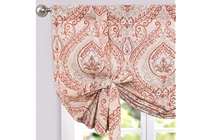 jinchan Faux Linen Tie up Valance for Windows 45 Inch Farmhouse Window Valance for Living Room Bathroom Light Blocking Rod Pocket Country Rustic Small Window Curtains Drapes 1 Panel Ivory