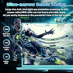 Rumtuk 16" Blue Laptop,Ultra-Narrow bezels 2.5K