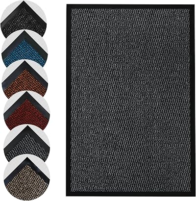 Homatz 60x80cm Indoor Outdoor Door Mat Grey Heavy Duty Rubber Non Slip