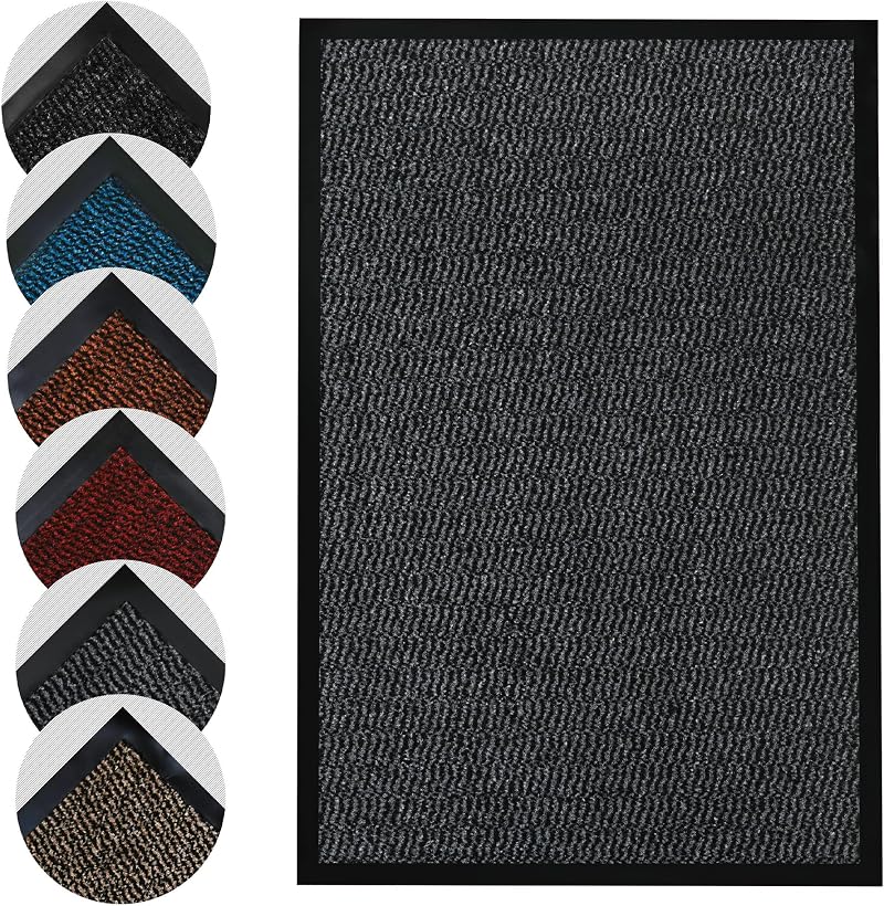 Homatz 60x80cm Indoor Outdoor Door Mat Grey Heavy Duty Rubber Non Slip