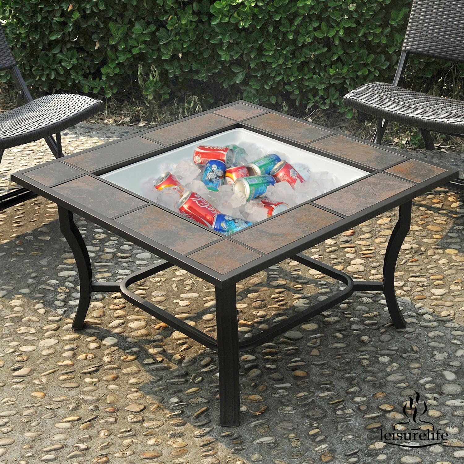 Amazon Com Leisurelife 4 In 1 32 Square Tile Top Fire Pit