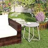 HollyHOME Outdoor Round Side Table Grey Weather Resistant 23Kg Capacity view 3