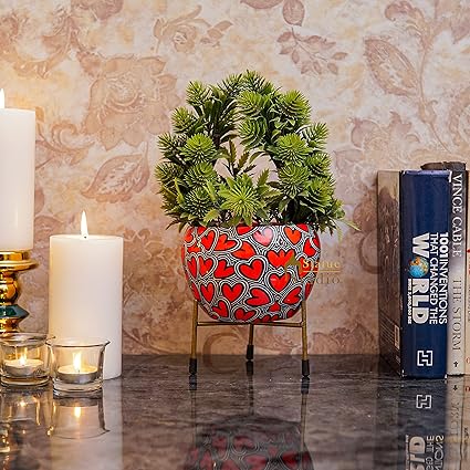 StatueStudio Metal Planter Stand Glossy Finish Garden Flora Planter Indoor Planter for Table Top, Living Room, Wall Slab and Home Decor (5.5 X 5.5 X 6.5 Inch)
