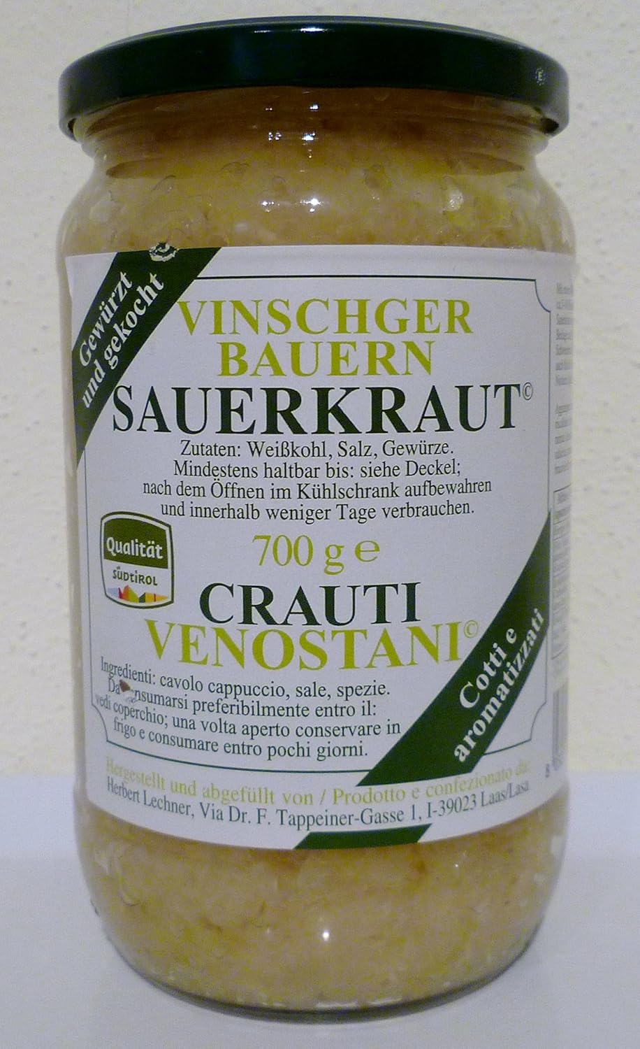 Vinschger Bauern Sauerkraut Gewurzt Und Gekocht Aus Sudtirol Amazon De Lebensmittel Getranke
