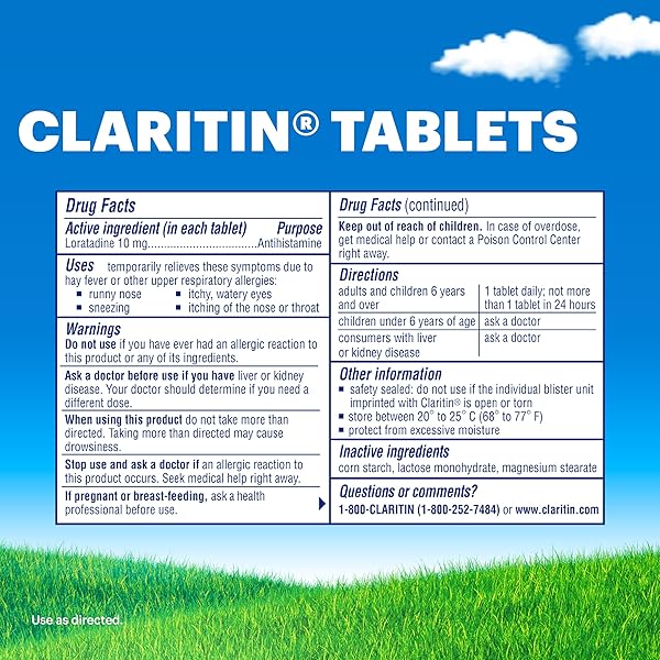 CLARITIN ALLERGY MEDICINE FOR ADULTS, 24-HOUR NON-DROWSY LORATADINE 10MG PILLS, ANTIHISTAMINE, 100 TABLETS