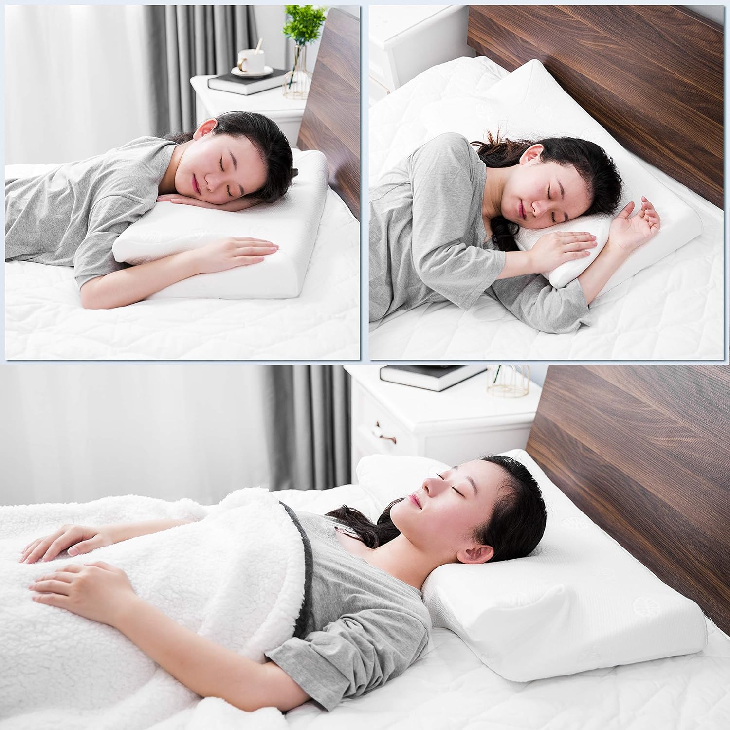 MARNUR Cervical Memory Foam Pillow Contour Pillow Orthopedic Soft Pillows with Neck Shoulder Pain Relief for Side Back Headache Sleeping Support: Health & Personal Care