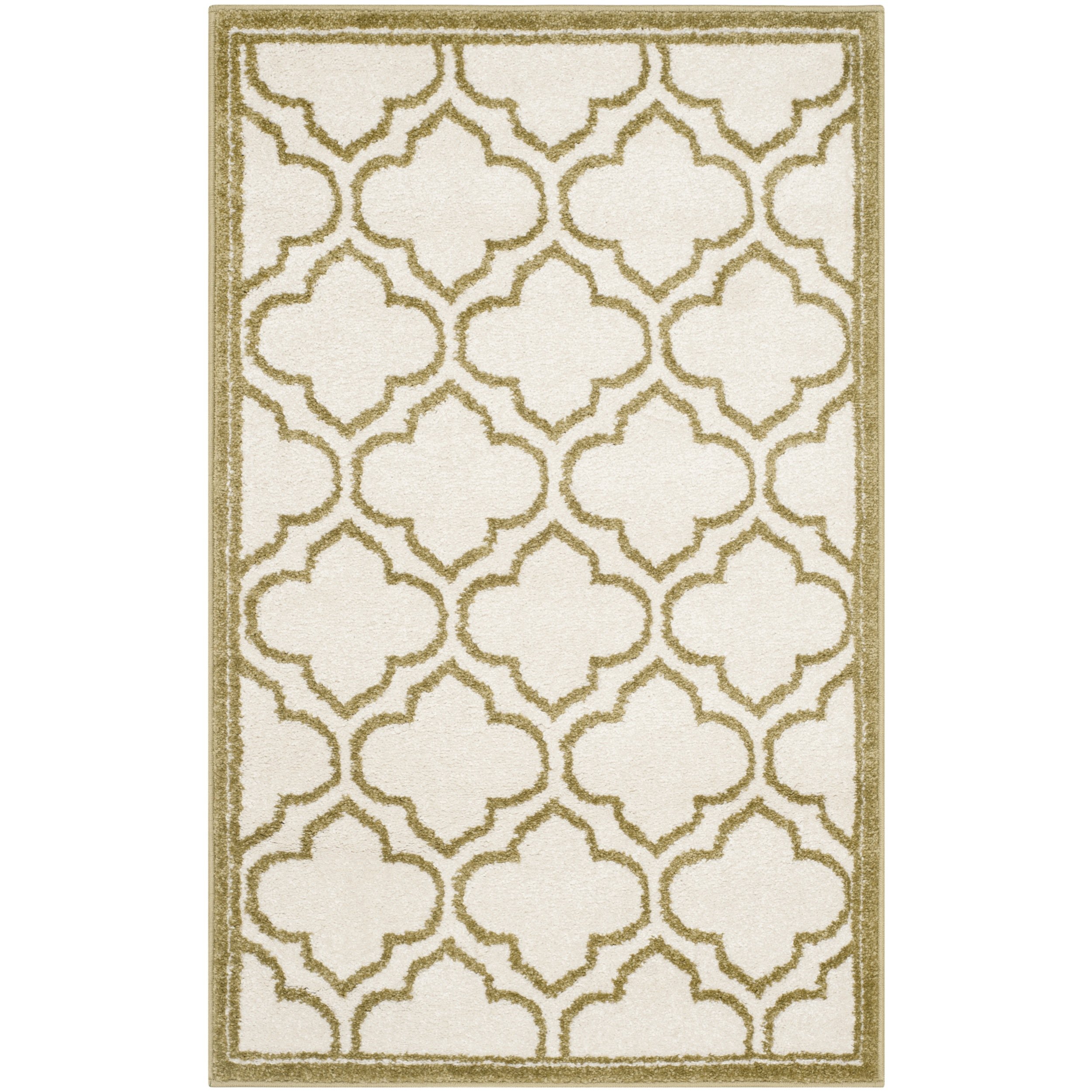 Safavieh Trellis Indoor/Outdoor Woven Rectangle Area Rug, Amherst Collection, AMT412, in Ivory / Light Green, 76 X 122 cm for Garden, Patio or Any Outdoor Space