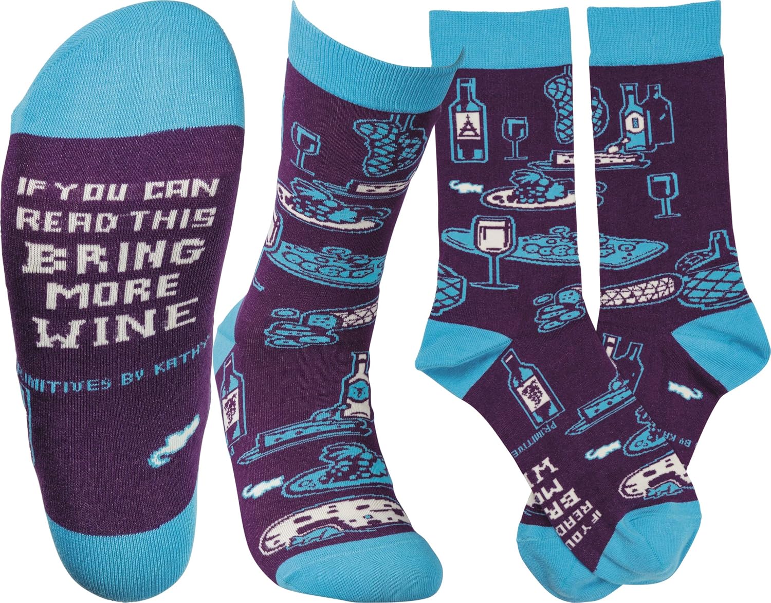 Primitives by Kathy LOL Made You Smile Silly Socks, Bring More Wine: Home & Kitchen