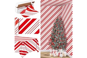 Kochorie Christmas Candy Cane Striped Tablecloth Roll with Slide Cutter Box 100 ft x 54 in Red and White Table Cover Christma