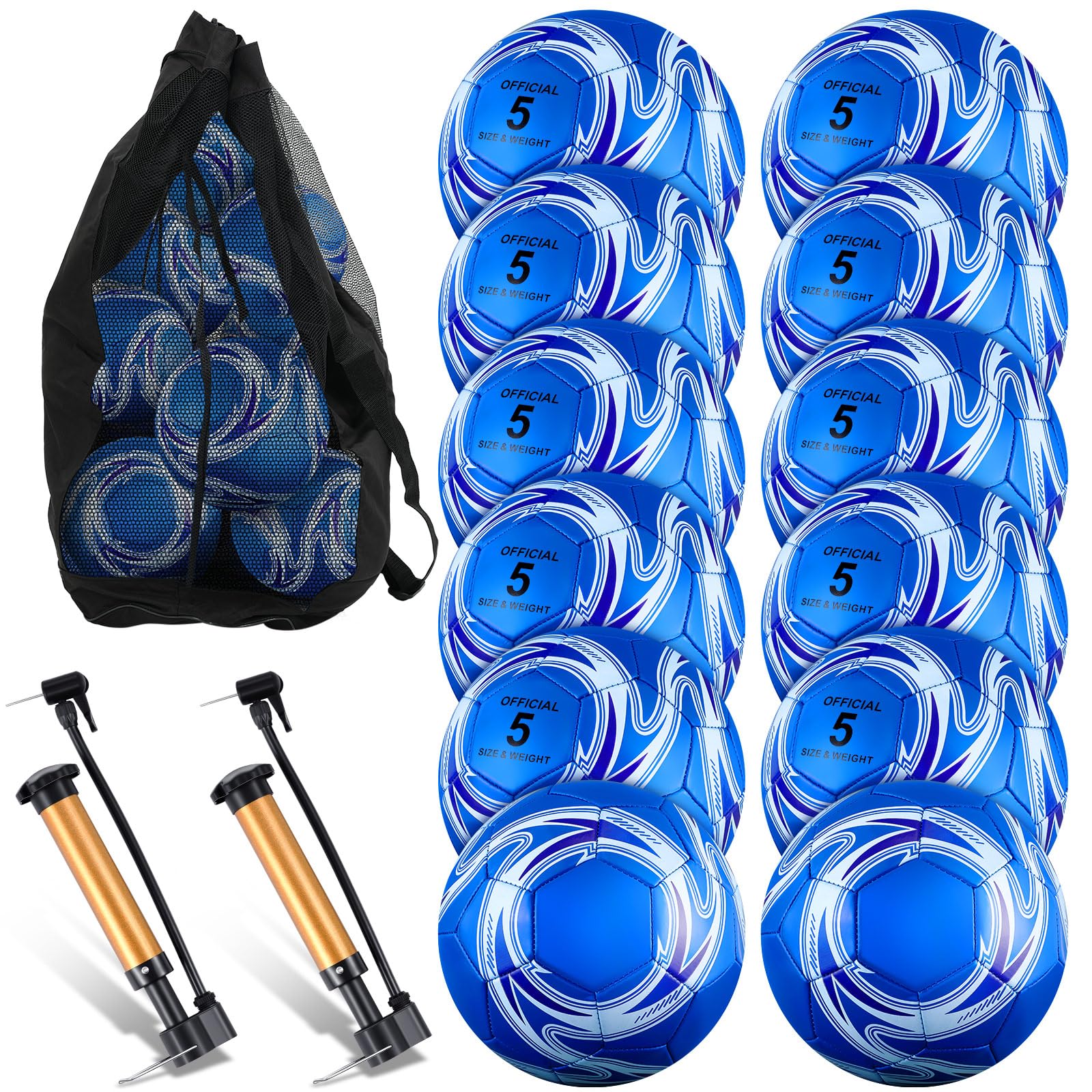 Realspring Deflated Soccer Balls Bulk with Pump Bag Operation Christmas ...