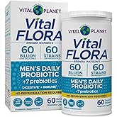 Vital Planet - Vital Flora Probiotics for Men, 60 Billion CFU, 60 Diverse Strains, 7 Organic Prebiotics, Men’s Daily Shelf Stable Probiotic for Immune Support, Gas Relief, Digestive Health 60 Capsules