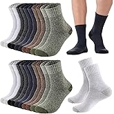 Jamntower 10 Pairs Winter Thermal Socks for Men Thick Warm Crew Socks for Cold Weather Warm Boot Sock for Men Skiing Hiking