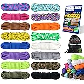 WEREWOLVES 16 Colors Paracord Cord, 550 Paracord Bracelet Crafting Combo Kits with Instruction - Multifunction Paracord Ropes, 10 Feet Each Parachute Cord for DIY Manual Braiding Supplies