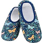 Snoozies Skinnies Butterflies Bees slipper socks for Women Sherpa Lining Soft Non Slip and Foldable