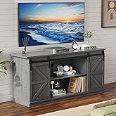YESHOMY TV Stand for Televisions up to 65 Inches, with Sliding Barn Doors and Storage Cabinets, Console Table and Media Furniture for Living Room, 58 Inch, Gray