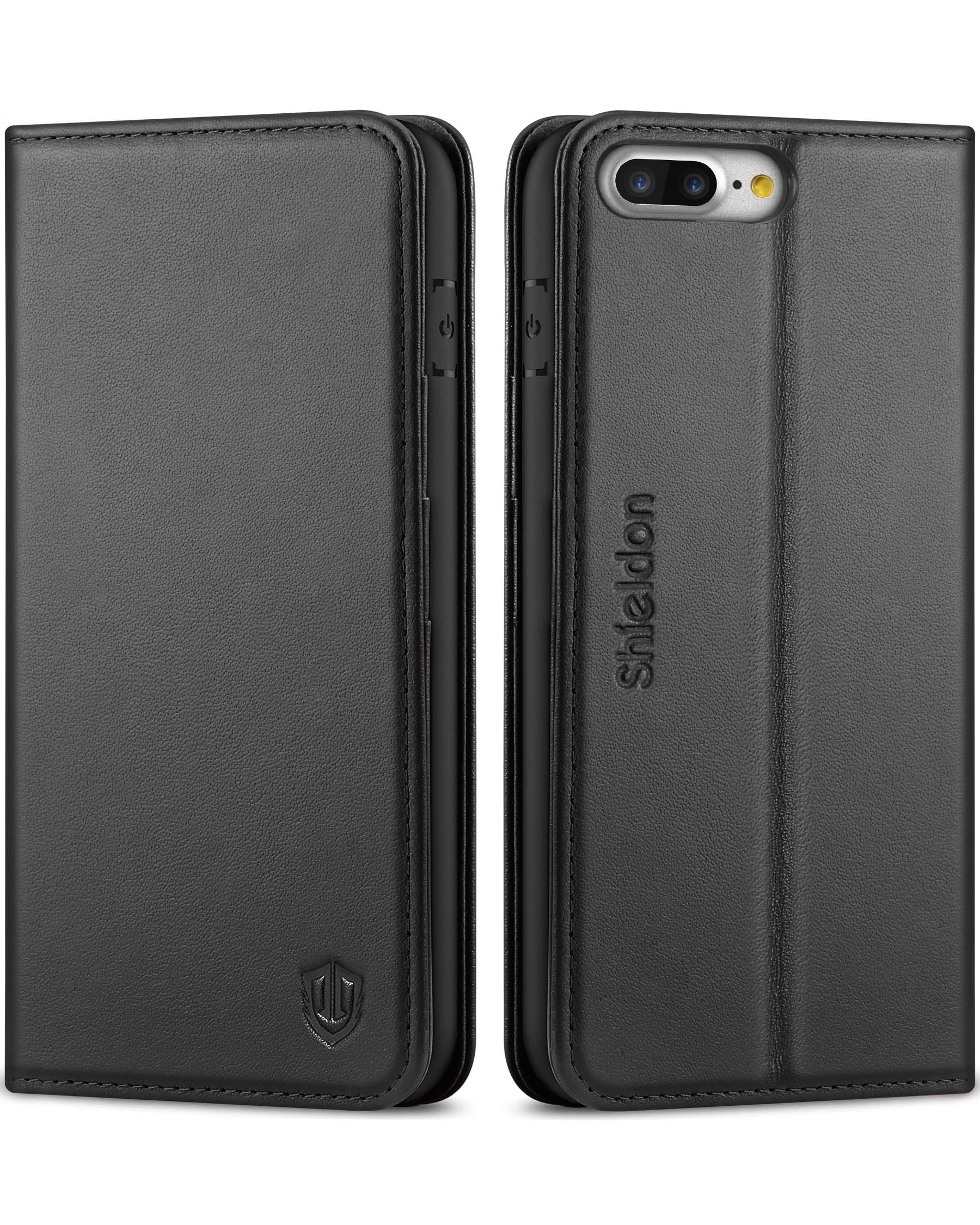 SHIELDON Genuine Leather iPhone Plus Wallet Case Book Flip Cover