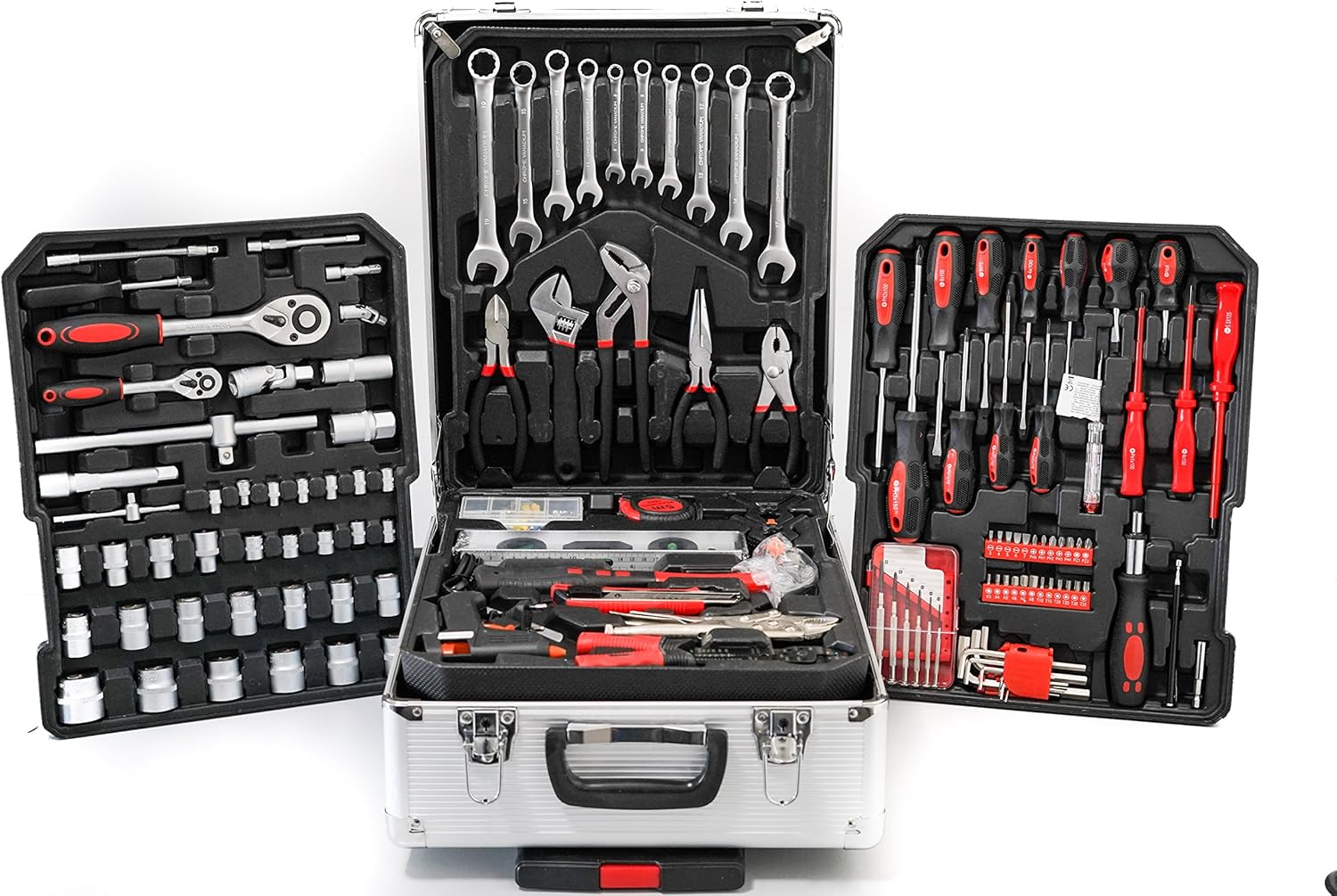 Cassetta Attrezzi 186 Pezzi Con Carrello - Set Chiavi, Cacciaviti, Utensili Lega Alluminio - Foto 3