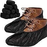 RE GOODS Shoe Covers | X Large - Extra Thick | 100 Pack | Black Disposable Boot and Shoe Booties | 35 GSM Non Woven | Non Sli
