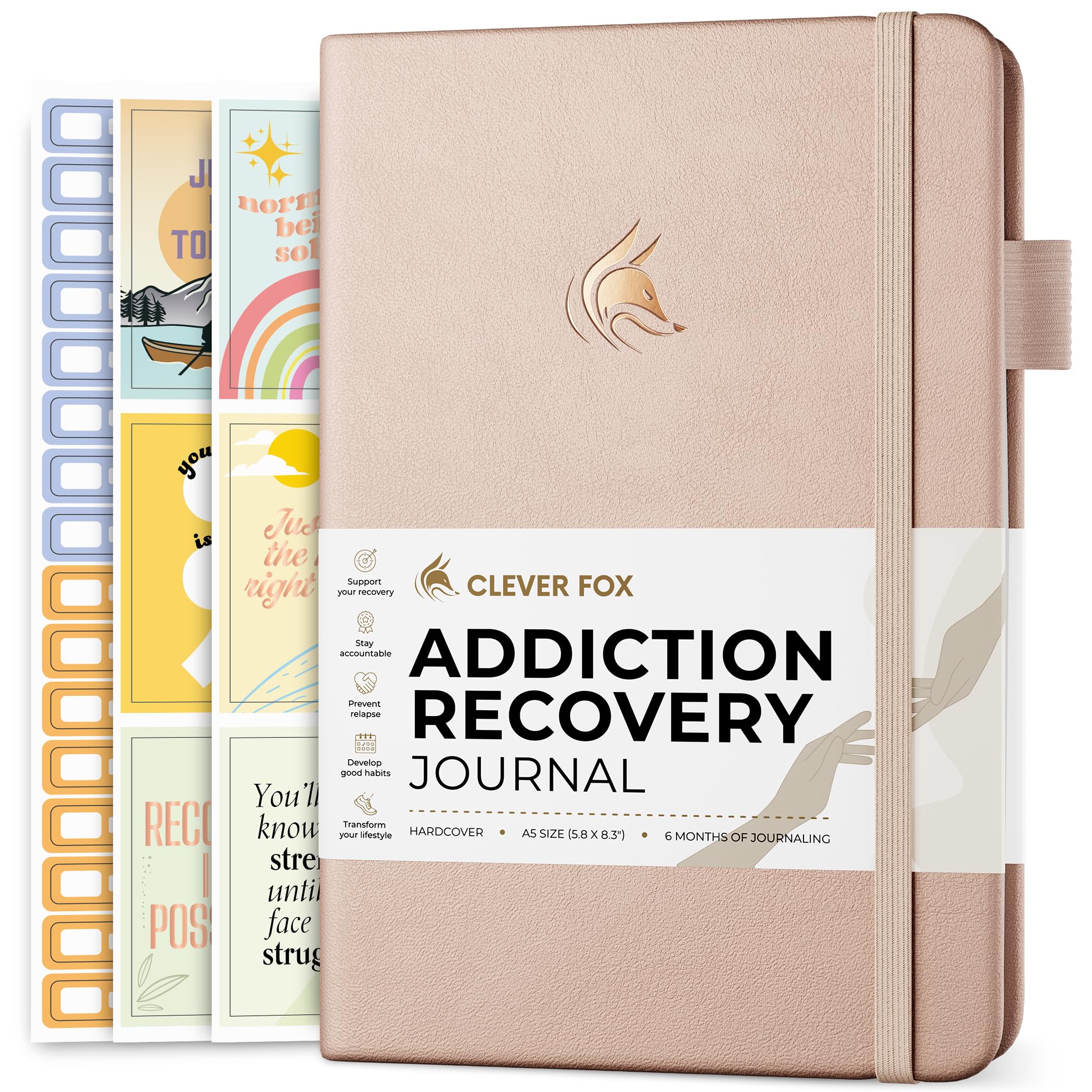 Clever Fox Addiction Recovery Journal – Guided Sobriety Workbook for Alcohol, Drug, Gambling, Eating & Other Addictions – Daily Planner to Support Recovery Progress – A5 Size (Seashell)