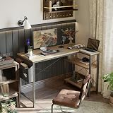 BEXEVUE L Shaped Corner Desk 100x70 cm Grey Study Office Gaming Desk view 2