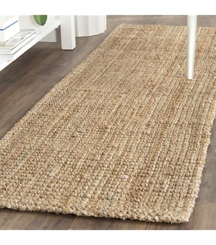 Safavieh Läufer NFB553B – Jute & Wolle, Handgetuftet, 70x20 Cm, Natur/Beige, Für Wohnzimmer, Flur, Schlafzimmer