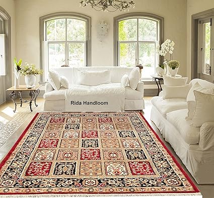 Rida Handloom Acrylic Carpet for Living Room Carpets, Center Table and Carpets for Hall, 5x7 Feet (Maroon)