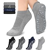 Muezna Non Slip Yoga Socks for Women, Anti-Skid Pilates, Barre, Hospital Socks with Grips, Size 5-10
