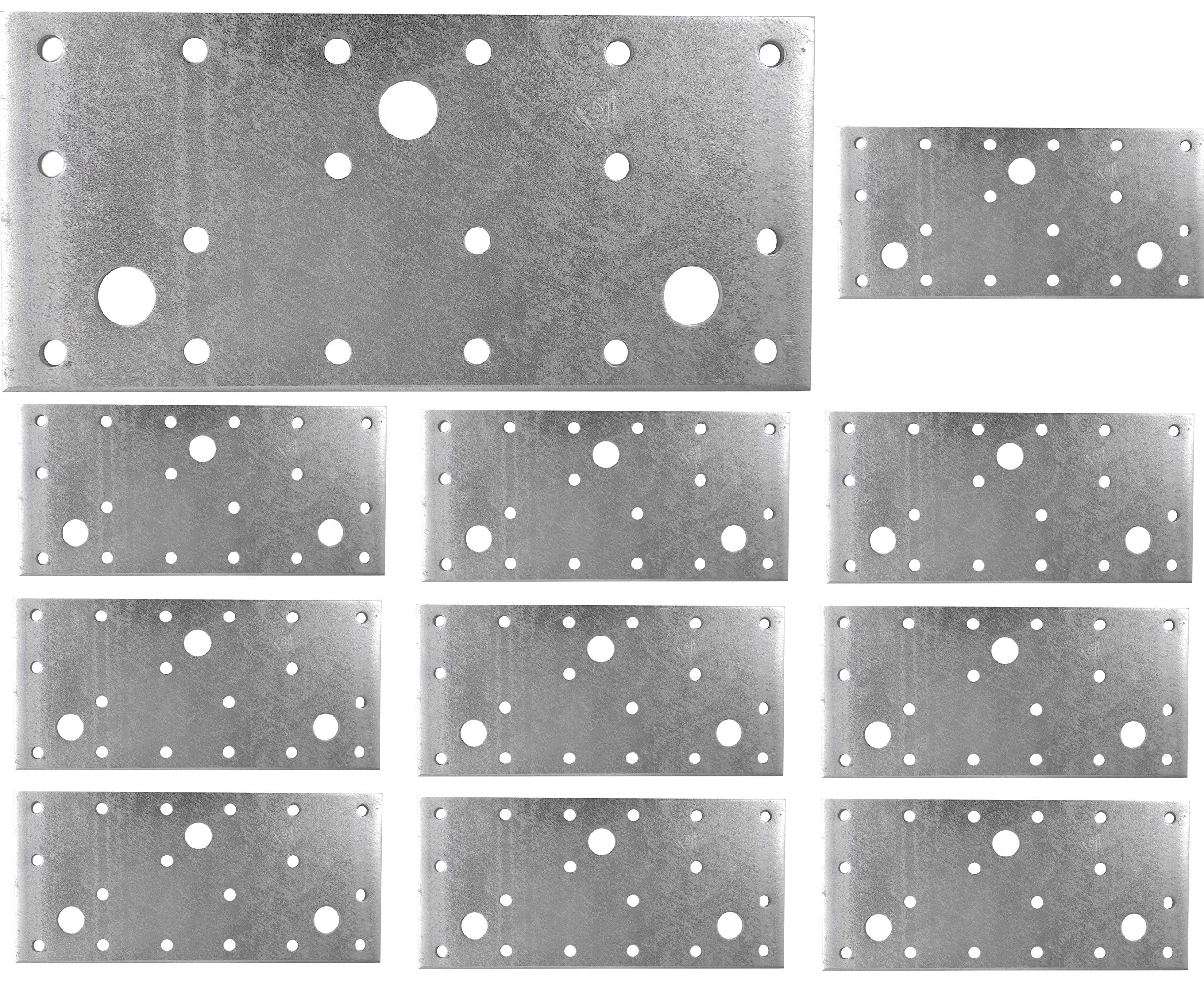 Flat Repair Connecting Joining Plate Galvanised Heavy Duty Metal Steel Sheet 5.91"x 2.76"x 0.1" (150 x 70 x 2.5mm) Pack of 10pcs