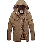 WenVen Men's Winter Military Thicken Parka Jacket Warm Coat with Removable Hood