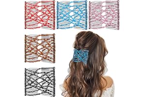 SUPTIZIZKZ 5 Pieces Stretchy Beaded Hair Accessories - Adjustable Elastic Clips, No Crease Pins for Curly Thick Wavy Hair Ponytails, Vintage Bun Makers for Women and Girls