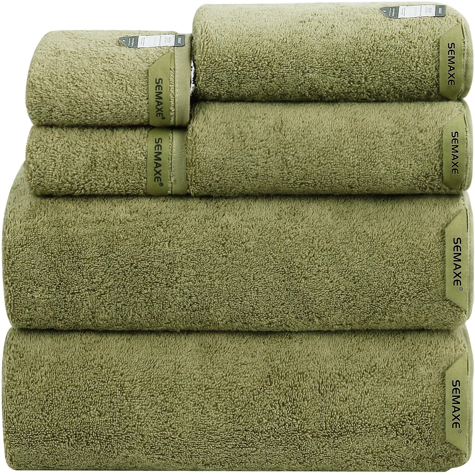 Photo 1 of ***(2 LARGE BATH TOWELS ONLY/ MISSING PARTS)***SEMAXE 6-Piece Bathroom Towel Set - 100% Cotton, 2 Bath Towels, 2 Hand Towels, 2 Washcloths, Lighter Weight, Ultra-Soft and Super Absorbent