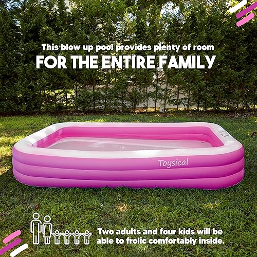 Toysical Pink Inflatable Pool for Kids and Adults 118 x 72 x 22