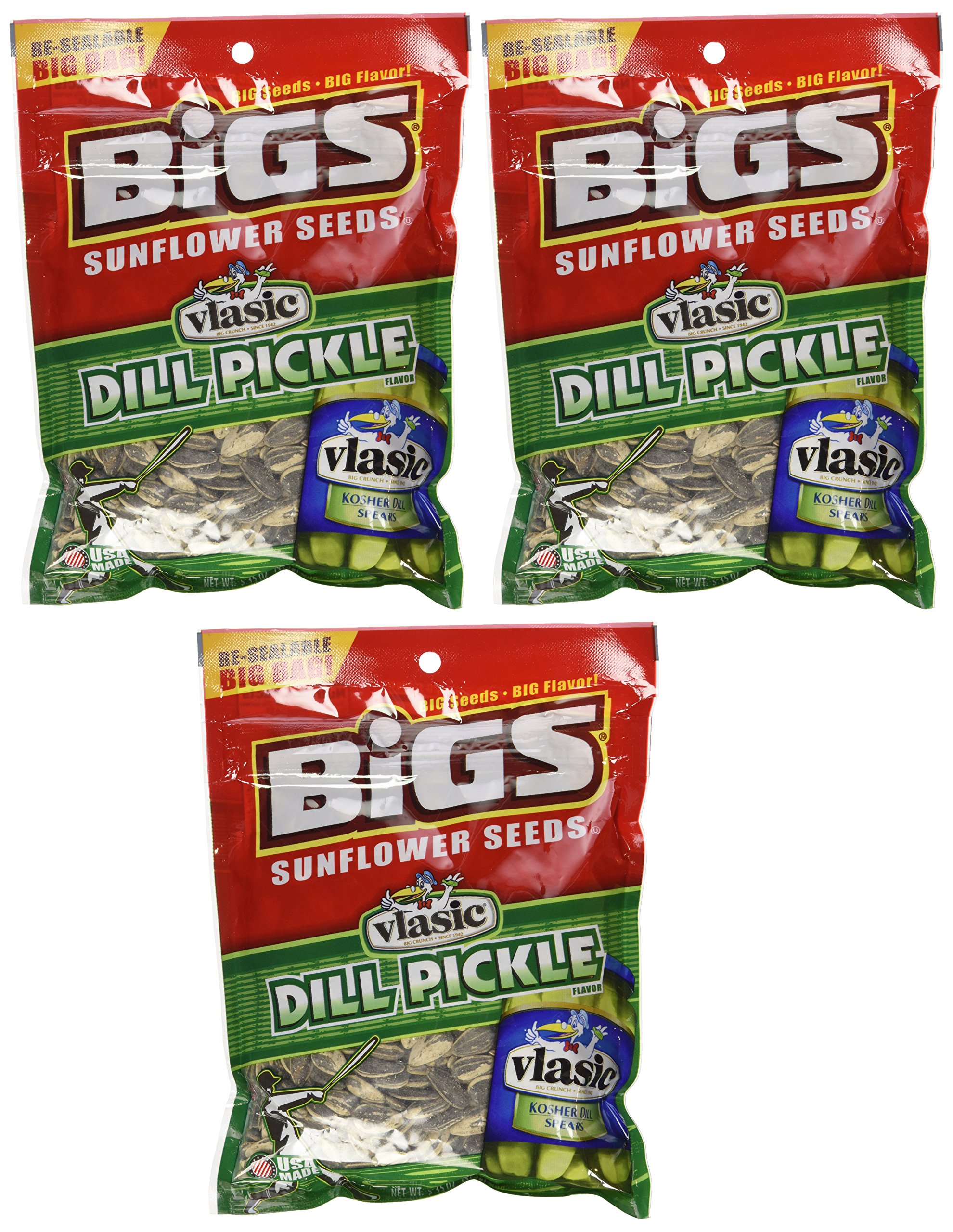 BIGS Vlasic Dill Pickle Sunflower Seeds 5.35ounce Bags (Pack of 3)
