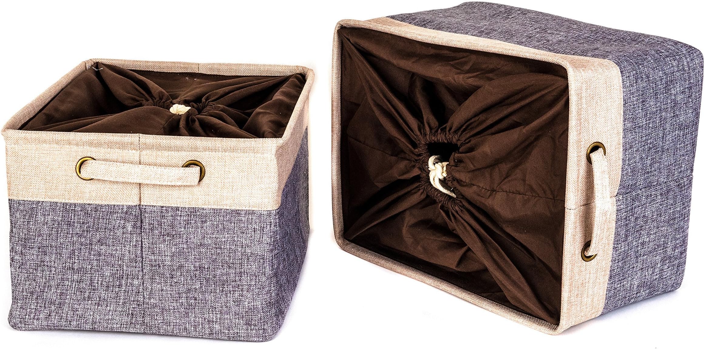 Large Fabric Storage Bins with Lid by Codin | Stylish 16,5 x 12,6 x 9,4 inches Consolidated Foldable Storage Cubes with Handles and Dustproof Drawstring Closure, (2-Pack, Gray) Fits Anywhere
