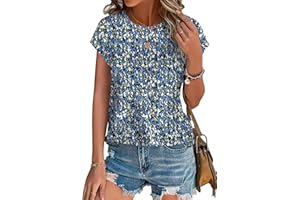 XIEERDUO Womens Tops Short Sleeve Shirts Blouses for Women Dressy Casual Cap Sleeve Tops with Curved Hem