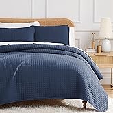 Southshore Fine Living, Inc. Twin Quilt Bedding Set, Soft Microfiber Summer Bedspread Coverlet, Stain and Pet Hair Resistant Bedding, Machine Washable Twin XL Quilt Set with 1 Pillow Sham, Dark Blue